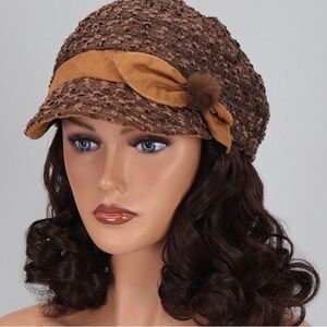 NEW-Women’s Brown Wig With Hat
